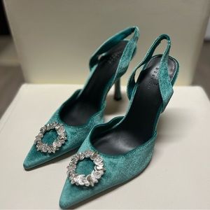 ASOS Design Embellished sling back high heeled shoes. Size US 8